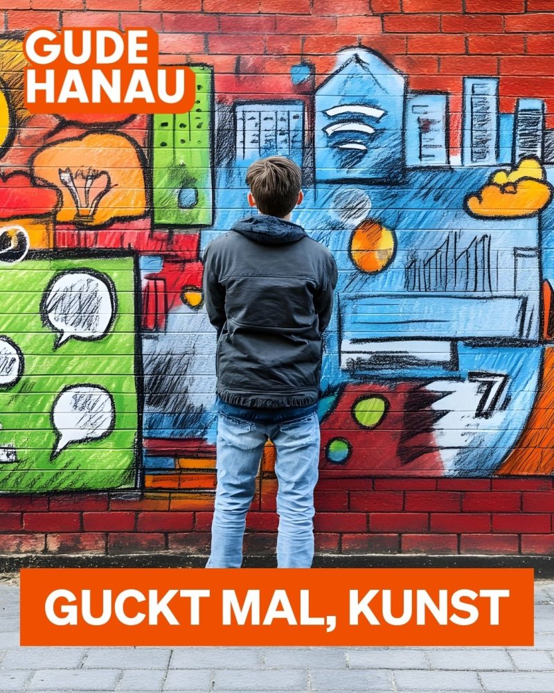 Junge schaut sich Street Art an